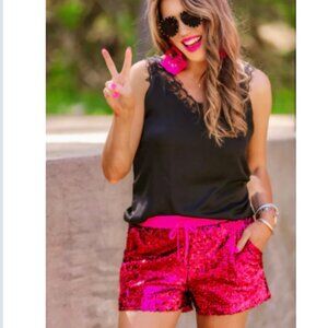 Jess Lea Pink Sequin Shorts XL